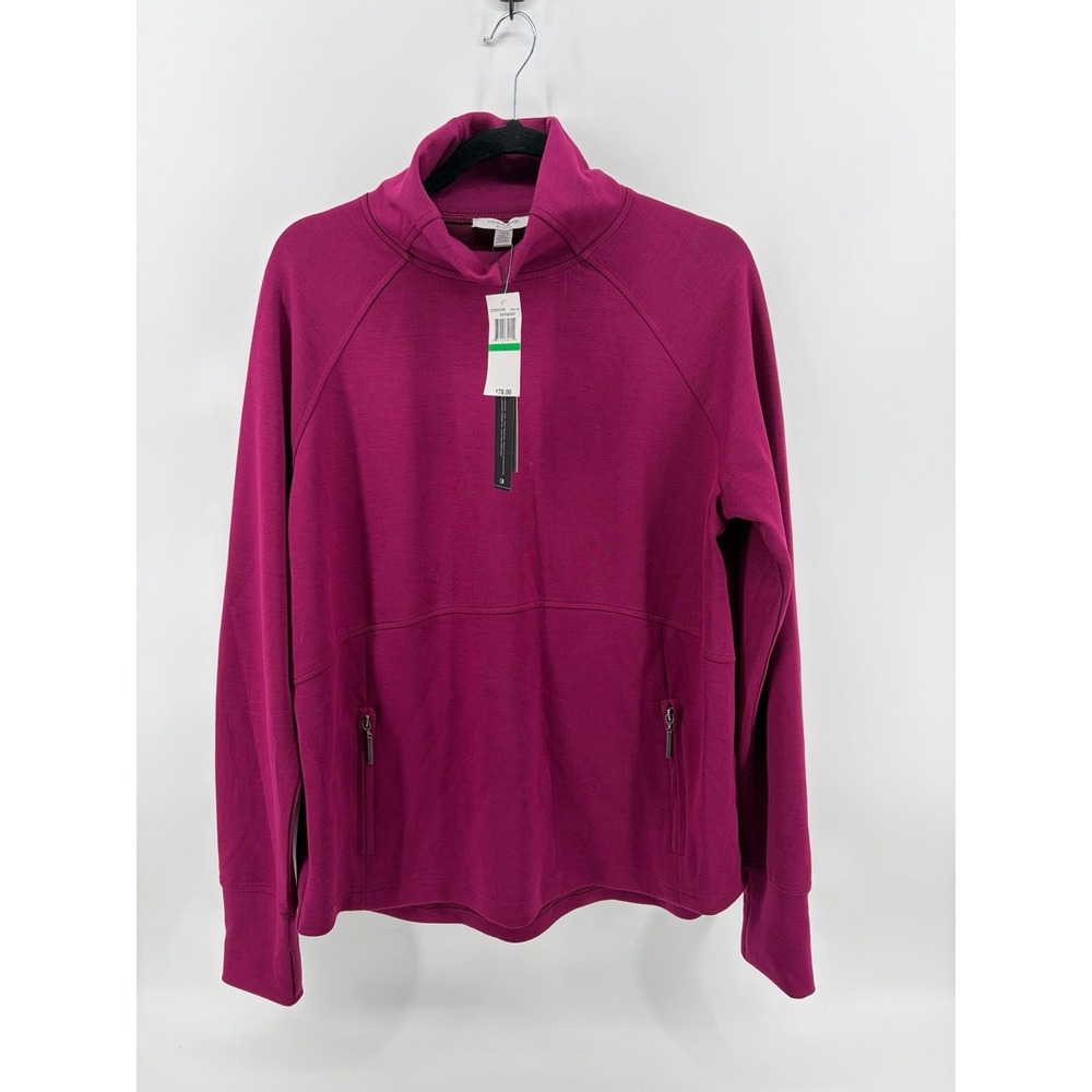 Cable & Gauge, Studio Dryberry Mock Neck Pullover Top with Pockets, Size L, NWT